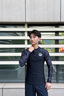 水立方泳衣沖浪服潛水服男長袖游泳上衣防寒防曬沖浪服速干衣 黑色  L  曬單實拍圖