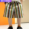 雷姆汀條紋短褲夏季男童休閑酷帥五分褲小童寶寶夏裝褲子潮 彩色條紋短褲 110 建議身高100左右 曬單實(shí)拍圖