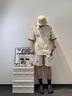 啄木鳥（TUCANO）襯衫男套裝夏季冰絲涼感短袖短褲一套搭配帥氣衣服休閑運動兩件套 D219米色 XL 約120~140斤可穿 曬單實拍圖