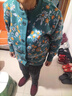 恒源祥奶奶秋裝外套老太太老年人衣服女60歲70媽媽冬裝毛衣開衫加絨加厚 藍綠色 M 建議95斤以下 曬單實拍圖