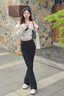 俞兆林（YUZHAOLIN）微喇叭西裝休閑褲女2025春夏新款垂感西裝高腰顯瘦顯高喇叭長褲 黑色 M 建議100-112斤 曬單實拍圖