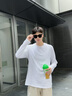 名創(chuàng)優(yōu)品（MINISO）長袖t恤男款春秋季純棉圓領(lǐng)上衣服男生潮流簡約休閑重磅寬松體恤 白色(空白) L /175(推薦120-140斤) 曬單實拍圖