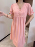 莫代爾帶胸墊睡裙女夏季莫代爾短袖睡衣長款薄款夏天女款冰絲夏款連衣裙 62252柚紅【帶胸墊】 2XL (160) 建議140-160斤 曬單實(shí)拍圖