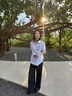 H's【氧氣麻】原色漢麻牛仔褲女25年夏季新款設(shè)計(jì)感抽繩腰帶闊腿褲 原色牛仔 L 曬單實(shí)拍圖