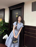 艾珠兒（Aizhuer）2025新款韓系學(xué)院風(fēng)藍色短袖襯衫連衣裙子女夏季氣質(zhì)收腰長(cháng)裙夏天 【藍色】 L 曬單實(shí)拍圖