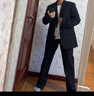 木村叔木村叔dk日系制服西裝外套男士春季中長款西服紺色西服男西服套裝 黑色西服套裝（褲子+西服）MCS L 曬單實拍圖