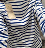 無印良品（MUJI）女式 粗棉線圓領(lǐng)長(zhǎng)袖T恤 上衣打底衫女款內(nèi)搭 純棉秋季休閑女裝 藍(lán)色條紋 4S L  (165/88A) 曬單實(shí)拍圖