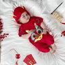 G. DUCKKIDS純棉連體衣滿月嬰兒衣服夏季男寶寶包屁衣周歲百天拍照服裝中國(guó)風(fēng) 紅色純棉短袖龍 120克 90cm 曬單實(shí)拍圖