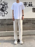 楠笙記白色直筒休閑長(cháng)褲子男士學(xué)生新款春夏季垂感拖地闊腿寬松運動(dòng)衛褲 杏色 XL 曬單實(shí)拍圖