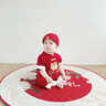 優(yōu)奇嬰兒衣服夏季男寶寶一周歲禮服夏天薄款紅色國風(fēng)百日宴抓周服夏裝 紅色 80 曬單實(shí)拍圖