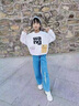 G.DUCKKIDS女童褲子春秋闊腿褲兒童牛仔褲女大童直筒長褲休閑百搭初中生春裝 藍色 140碼建議130-140cm9-10歲 曬單實拍圖