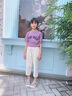 G.DUCKKIDS小黃鴨女童運動(dòng)套裝夏季童裝洋氣兒童夏裝闊腿褲短袖女孩衣服中大 暗紫色 120 建議身高110cm 曬單實(shí)拍圖