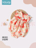 優(yōu)奇嬰兒衣服女寶寶夏季薄款無袖包屁衣嬰兒滿月服女童紅色喜慶周歲服 曬單實(shí)拍圖
