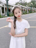 迪士尼（Disney）童裝女童裙子夏季2025新款長裙兒童連衣裙娃娃領純色顯瘦A字裙女 白色 120 建議5~6歲（110-120cm） 曬單實拍圖