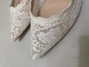 卡帝樂(lè )鱷魚(yú)（CARTELO）白色高跟鞋刺繡蕾絲西洋風(fēng)婚鞋女2025新款尖頭細跟秀禾婚紗新娘鞋 白色 39 曬單實(shí)拍圖