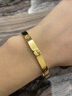 寓銀匠卡家推拉金包銀手鐲一字光面手鐲女簡(jiǎn)約時(shí)尚推拉可調(diào)節(jié)卡家手鐲 卡家推拉手鐲 卡5.8mm 總重約25g   包金1.2g 曬單實(shí)拍圖