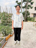 俞兆林媽媽夏裝套裝50-60歲洋氣2025新款中老年人女新中式t恤老太太衣服 藍色上衣+米色褲子 XL 建議80-105斤 曬單實拍圖