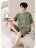 已朵100%純棉睡衣男夏季薄款短褲短袖寬松大碼全棉家居服男式套裝 曬單實(shí)拍圖