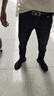 新百倫高端牛仔褲男春秋季新款加絨修身小腳男褲彈力百搭男士休閑長褲子 藍(lán)黑色 28 碼 曬單實拍圖