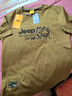吉普（JEEP）【7A抗菌】100%純棉T恤男士短袖夏季寬松透氣衣服男裝 土黃 M 曬單實拍圖