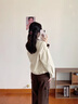 茵曼（INMAN）巴恩風(fēng)仿牛仔夾克外套2025秋季女裝新款100棉落肩袖寬松上衣 杏色 S 曬單實(shí)拍圖