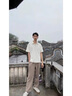 NYING美式廓形短袖polo衫男25夏季新款潮牌重磅正肩五分袖寬松休閑上衣 黑色 XL 曬單實拍圖