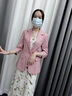 紫魅俏格紋西裝外套女薄款夏季高級感上衣今年流行小個子西服連衣裙套裝 灰色西裝 M 曬單實(shí)拍圖