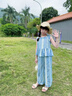 FIDQIOG女童夏裝新款網(wǎng)紅寬松兩件套 藍色 120 cm 曬單實拍圖
