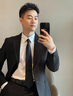 羅蒙高端免燙抗皺西服套裝男士商務(wù)休閑婚禮正裝西服外套上衣服男裝 黑色(西服+西褲+襯衫+大禮包) XL 曬單實(shí)拍圖