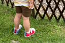 kids.ing寶寶帆布鞋春季休閑男童女小童兒童軟底鴛鴦鞋子 藍/米/紅色 26 曬單實拍圖