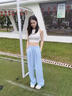 超會(huì)購(gòu) 波點(diǎn)褲子女夏季薄款休閑小個(gè)子肌理感慵懶冰絲山本闊腿褲 藍(lán)色 M 曬單實(shí)拍圖
