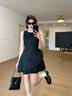 GARNUO黑色無(wú)袖背心連衣裙女夏季小個(gè)子高級感禮服裙收腰顯瘦花苞裙短裙 黑色 M 【111-120斤】 曬單實(shí)拍圖