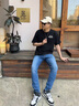 Calvin KleinJeans【涼感】25春夏男士復(fù)古休閑通勤ck修身微彈牛仔褲4RAB725 ULN-牛仔淺藍(lán) 34 曬單實拍圖