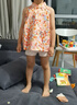 LUSON小o爸女?huà)胪?女寶寶兒童碎花女童寶寶夏季中式吊帶背心上衣 曬單實(shí)拍圖