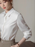 女襯衫職業(yè)正裝工作服抗皺免燙彈力白色長袖工裝商務襯衣LOOG定制 白色方領(lǐng) 38 /XL（110-120斤） 曬單實拍圖
