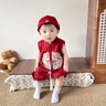 G.DUCKKIDS小黃鴨周歲禮服男寶寶抓周衣服女漢服百日宴百天滿月嬰兒套裝夏季 紅色+香囊 90 建議1~2歲【 80-90cm】cm 曬單實拍圖