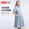 費(fèi)雪（Fisher-Price）美國費(fèi)雪孕婦裝春夏季新款連衣裙純棉哺乳衣時尚孕婦裙女洋氣夏裝 云霧藍(lán)連衣裙 M【100-120斤適穿】 曬單實(shí)拍圖