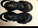 他她（TATA）涼鞋女鞋2025夏季新款休閑厚底法式氣質(zhì)時(shí)裝涼鞋女 黑色 38 曬單實(shí)拍圖
