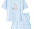 三福女夏季柔軟優(yōu)可絲萌趣卡通睡衣套裝 寬松家居服女497880 藍色草莓小兔 M 曬單實(shí)拍圖