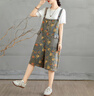 蘑菇同學(xué)復(fù)古時(shí)髦個(gè)性印花寬松牛仔背帶褲女夏季減齡吊帶連體褲闊腿七分褲 花色 L 建議115-135斤 曬單實(shí)拍圖