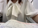 伯德小姐白色蝴蝶結(jié)襯衫女夏季設(shè)計感系帶短袖上衣氣質(zhì)通勤職業(yè)白領(lǐng)襯衣 曬單實(shí)拍圖
