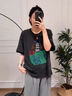 FAIRFAFO【棒球人短袖T恤】夏季新款印花圓領(lǐng)短袖 深花灰 S (衣長65體重80-110) 曬單實(shí)拍圖