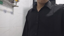 璽物襯衫男夏季薄款冰絲速干襯衣長袖休閑寬松垂感外套大碼上衣男裝 黑色 XL-建議120-150斤左右 曬單實(shí)拍圖