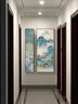 宋禮庭 SOGLYTIN千里江山圖新中式玄關(guān)裝飾畫走廊過(guò)道兩聯(lián)掛畫客廳背景壁畫水墨畫 鐘靈毓秀-A 25x120CM+50x120CM 曬單實(shí)拍圖