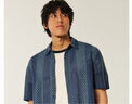 HOLLISTER25夏季度假雅痞沙灘古巴領(lǐng)條紋襯衫男裝KI325-5018 海軍藍條紋 S (175/92A) 曬單實拍圖