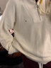 TOMMY HILFIGER25新款秋冬女裝純棉優(yōu)雅通勤半拉鏈POLO領(lǐng)套頭針織衫05580 米白色Z00 S （推薦：100-110斤） 曬單實(shí)拍圖