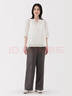 無印良品（MUJI）女式 強(qiáng)捻短袖罩衫 t恤上衣打底衫女款內(nèi)搭女裝25年夏季 BC2LLC5S 米白色 M (160/84A) 曬單實(shí)拍圖