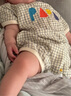 papa爬爬夏季嬰兒衣服男女寶寶格紋連體衣嬰兒短袖爬服外出超萌洋氣 藍(lán)色 80cm 曬單實拍圖