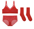 愛(ài)美麗小紅盒無(wú)鋼圈文胸內褲襪子套裝IM17BSS2紅色160 曬單實(shí)拍圖