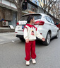G.DUCKKIDS小黃鴨哪吒兒童服裝女童春裝套裝2025新款女寶寶好看春季衣服 紅色 110 (建議98-105cm 3-4周歲） 曬單實(shí)拍圖